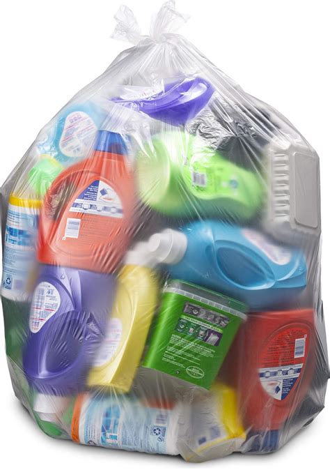 Amazon.com: 55-60 Gallon Clear Trash Bags, (50 Count w/Ties) Large ...
