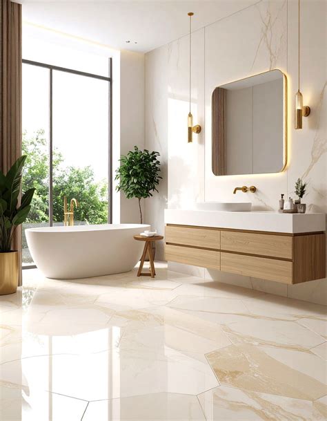 24 Bathrooms with Hexagon Tile Floors to Brighten Baths - Too Much Time