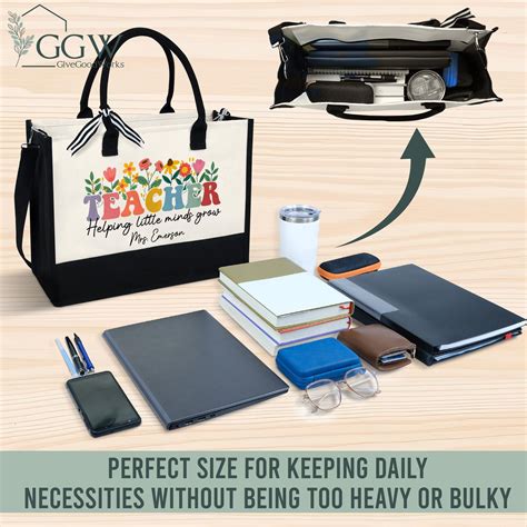 Personalized Teacher Tote Bag Custom Teacher Bag Floral - Etsy