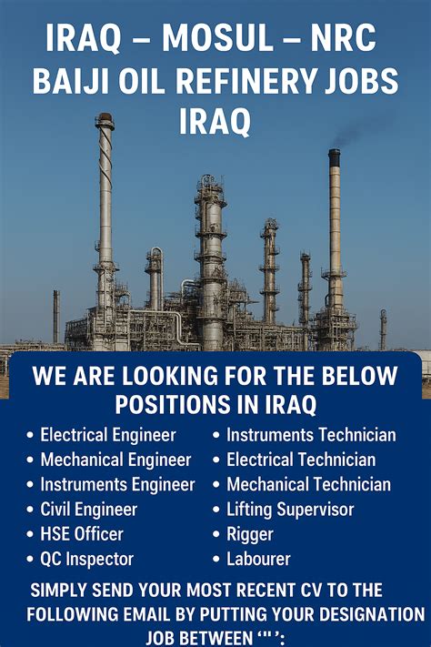 Iraq-Mosul-NRC-Baiji-Oil-Refinery-Jobs - GULF TODAY JOBS