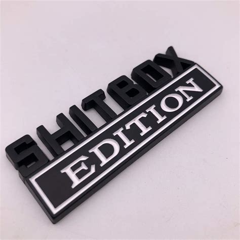 1PC Black and White Word SHITBOX Edition 3D Letter Metal Emblem Badge ...