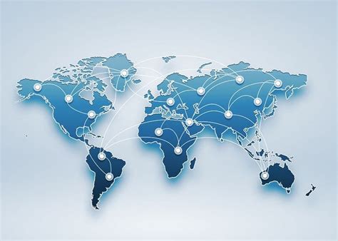 World Map Showing Global Connections and Network Communication Across ...