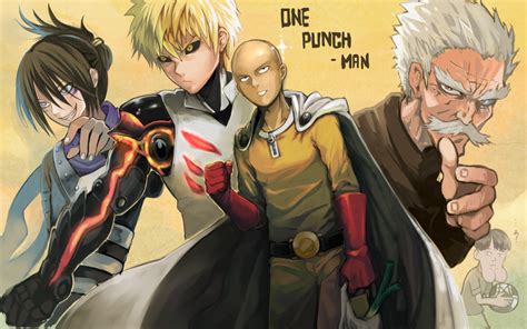 One-Punch Man HD Wallpaper: Saitama, Genos, Bang & Sonic Unite!