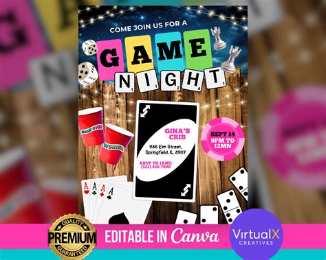 Game Night Party Invitation, Adult Game Party Announcement, Editable ...