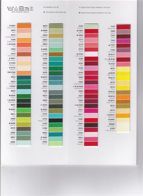 Image result for Glide Thread Color Chart Printable