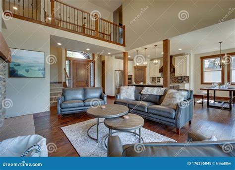 An Absolute Beautiful Luxury Living Room with Huge Vaulted Ceiling ...