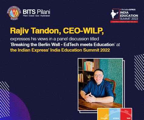 Rajiv Tandon, CEO WILP, at the India Education Summit 2022