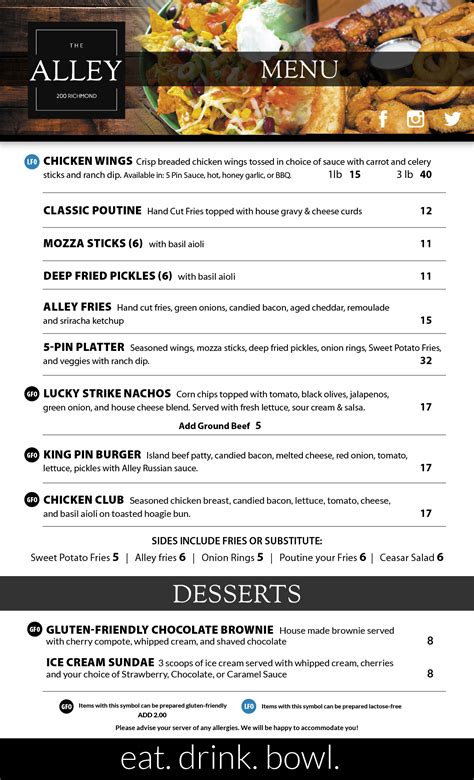 Menus - The Alley - Eat. Drink. Bowl. - Charlottetown Bowling Alley & Bar