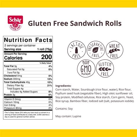 Schar Gluten Free Sandwich Rolls, Artisan Bread Rolls, 5.3 oz, 2 Count