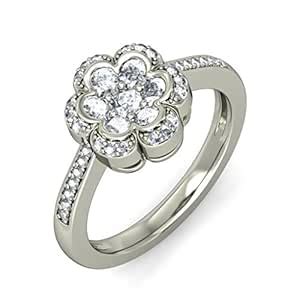 Buy BlueStone 14k White Gold and Diamond Amber Ring at Amazon.in