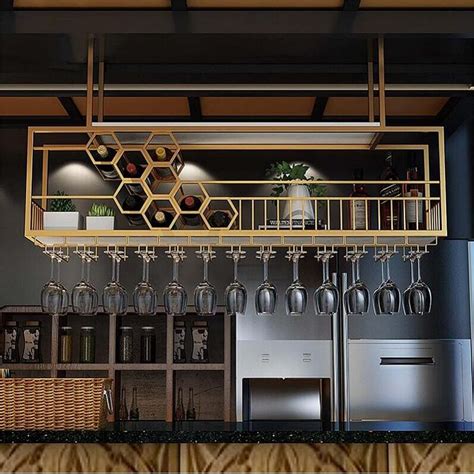 European Style Iron Hanging Wine Glass Rack Wine Rack Ceiling ...