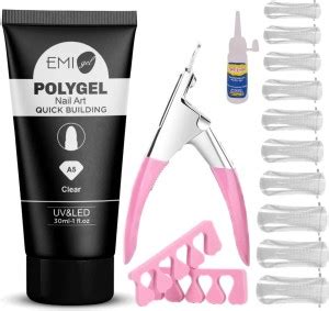 Gleevia EMI Gel Poly Nail Gel Finger Extension A5 Clear Polygels Quick ...
