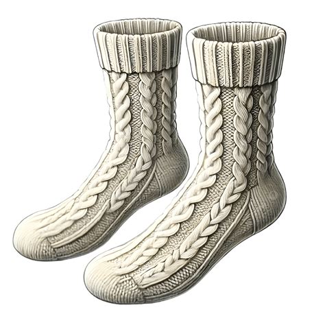 A Realistic Illustration Of Pair Knitted Socks, Socks, Pair, Design PNG ...