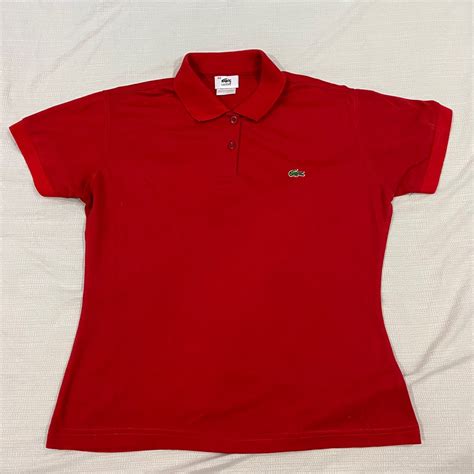 Lacoste Red Collar Shirt, Women's Fashion, Tops, Shirts on Carousell