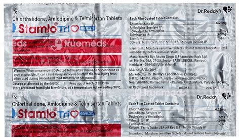 Stamlo Trio 406255 Mg Tablet 15 - Uses, Side Effects, Dosage, Price ...