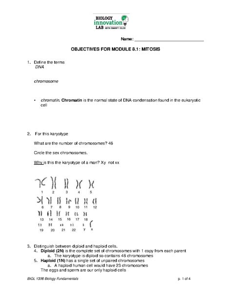 Biology Fundamentals (BIOL 1308) Exam Study Guide on Cell Cycle ...