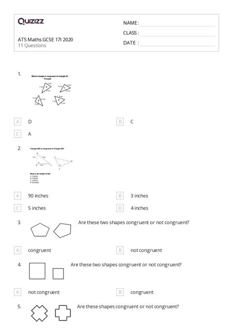 50+ Congruent Figures worksheets on Quizizz | Free & Printable