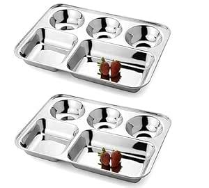 Buy MR HON RAJ'S 22g Heavy Partition Lunch Dinner Plate Thali | 5 in 1 ...