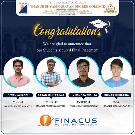 Placement at Thakur Shyamnarayan Degree College in Kandivali