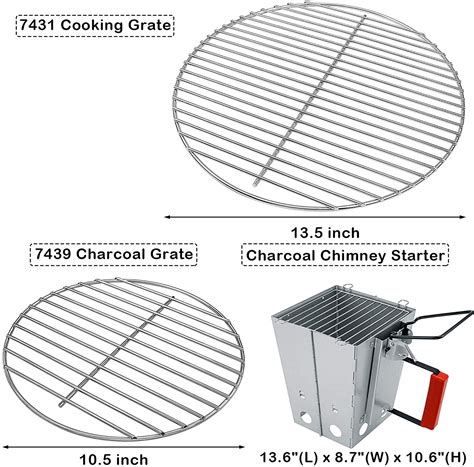 Charcoal Grill Grates, Chimney Starter for 14'' Weber Smokey Joe, Smok ...