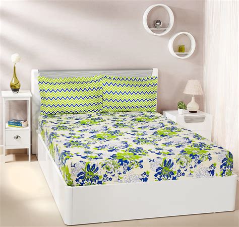 Amazon Brand - Solimo Floral Breeze 144 TC 100% Cotton Double Bedsheet ...