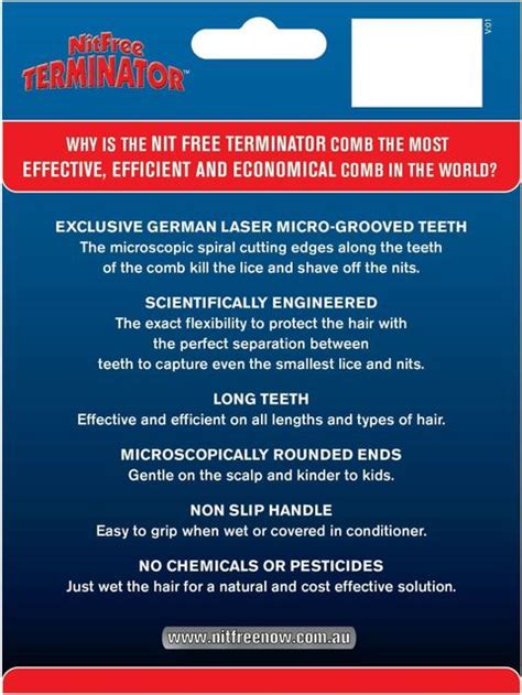 Nit Free Terminator Lice Comb, Professional Stainless Steel Louse and ...