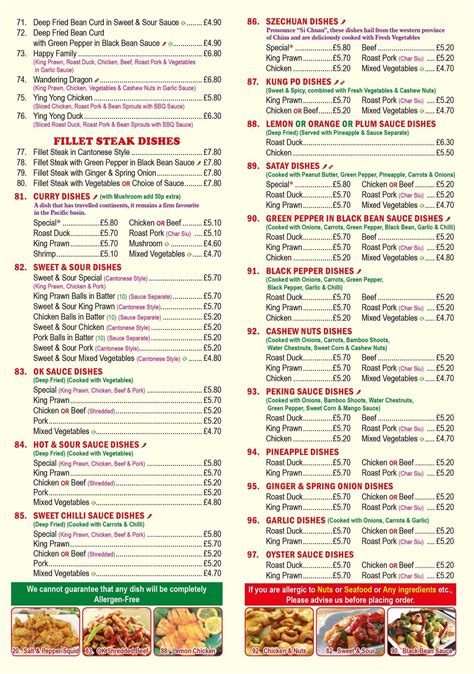 Menu at Wonder Food Chinese & Thai Takeaway restaurant, Harrogate