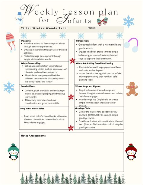 Winter Weekly Lesson Plan for Infants