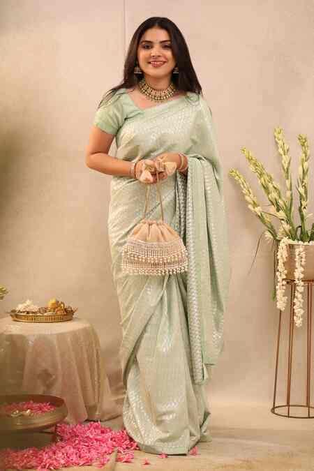 Buy Multi Color Lace, Pearls, Embroidery Organza Thread And Work Potli ...