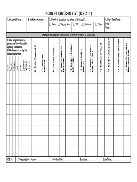 Fillable Online Incident Check-In List Fax Email Print - pdfFiller