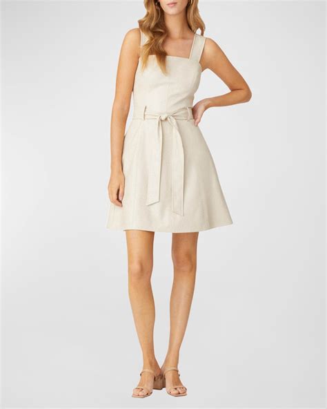 REBECCA VALLANCE Colette Pleated Fit-&-Flare Jacquard Mini Dress ...