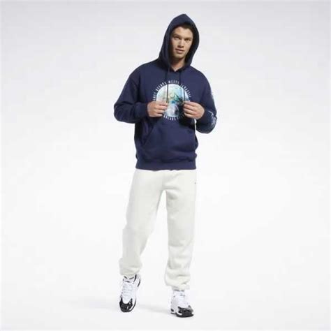 Reebok Hoodie India Shop - Navy Mens Jurassic World Graphic Hoodie