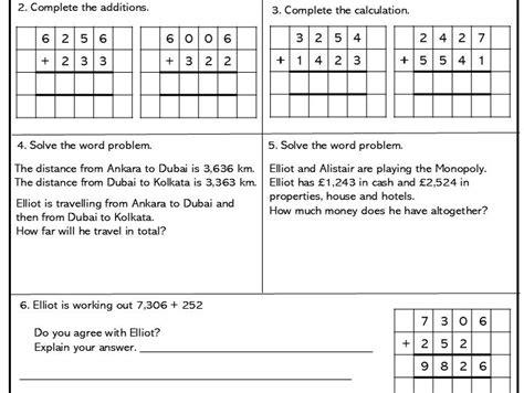 Image result for Orking Maths Example of Adding 2 Four Digits with Two Exchange