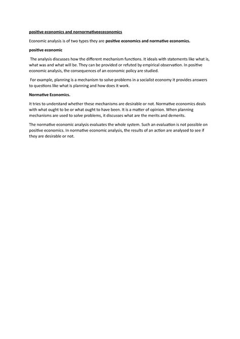 Positive economics and normative economics - positive economic The ...