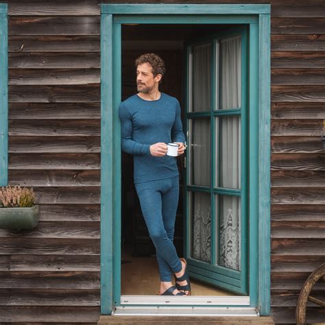 Men's Long Johns Linus | Wool (Organic) | Mid Blue | LIVING CRAFTS