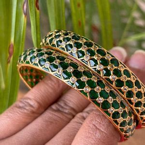 Aanya Polki Embedded Designer Bangles- Pair of 2 (not openable)