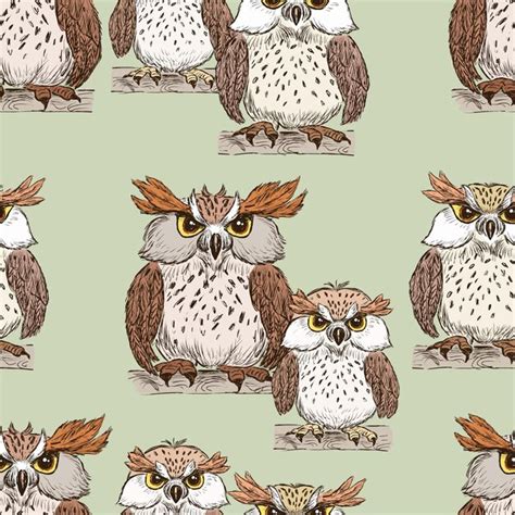 Pattern of the cartoon owls | Premium Vector