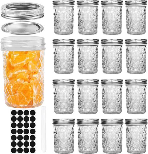 Amazon.com: Jaisie.W Mason Jars 8 oz with Lids&Bands 12Pack, Small ...