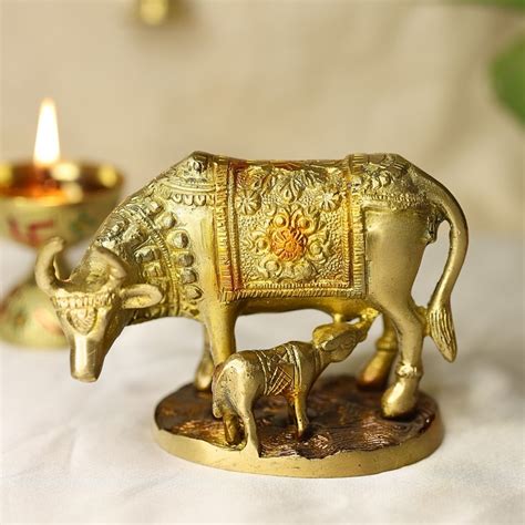 Lord Krishna Kamdhenu cow with calf – Divine Hindu