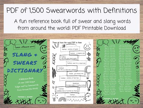 Book of Slang and Swear Word Dictionary for Adults, 1500 Different ...