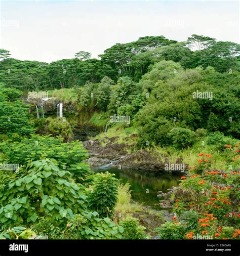 Pe'epe'e Falls Wailuku River State Park Big Island Hawaii Stock Photo ...