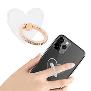 Swap-n-Snap Mobile Ring Grip | Heart-Shaped Transparent Sticker | Bling ...