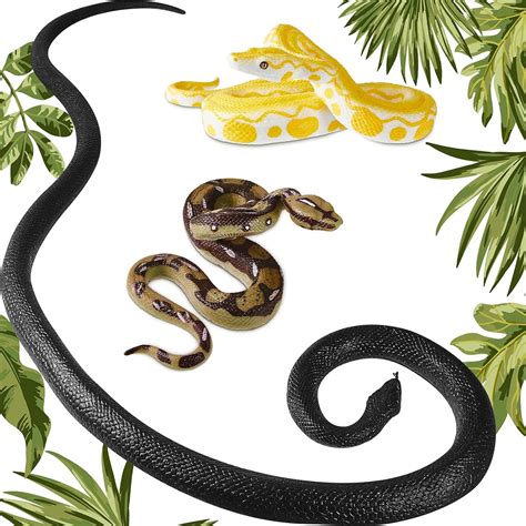 Buy Zomiboo 3 Pieces 53 Inches Rubber Snake Realistic Fake Snakes Toy 6 ...