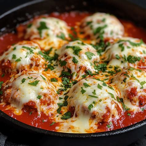 Easy Chicken Parmesan Meatballs with Mozzarella - Delectable Recipe