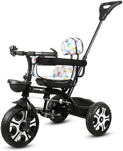 FLAMMABLE Kids Harness Parental Control Tricycle with EVA Wheels, Bell ...
