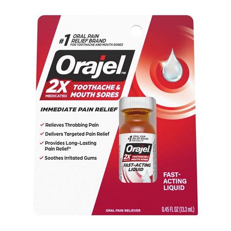 Orajel Liquid Max Strength .45oz Oral Pain Relief Gel for Toothache and ...