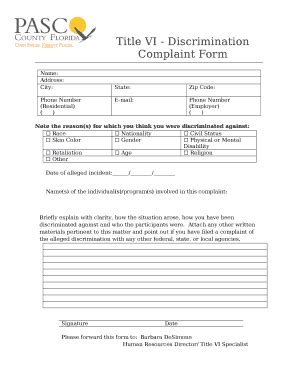 Title VI - Discrimination Complaint Doc Template | pdfFiller
