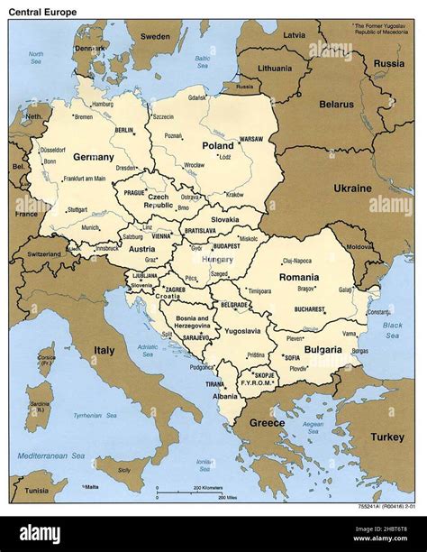 Labeled Map Of Eastern Europe Europe Part Middle East Gray Political
