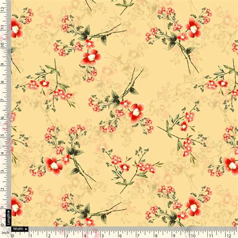 Buy Pure Cotton Unstitched Fabric - Floral Pattern, Light Yellow – FAB ...