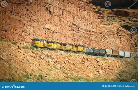 Train Along the Moab Rim in Utah Editorial Photography - Image of road ...